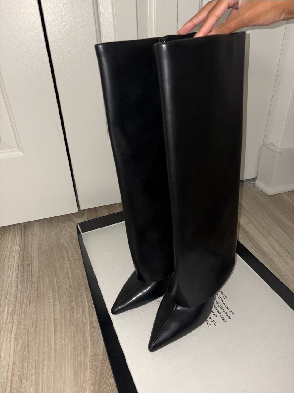 INC International Concepts Black Knee-High Stiletto Boots
